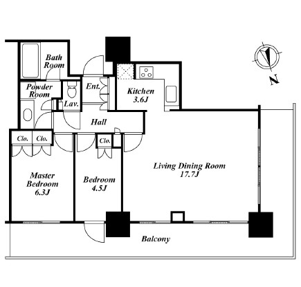 リエトコートアルクスタワー1908号室の図面