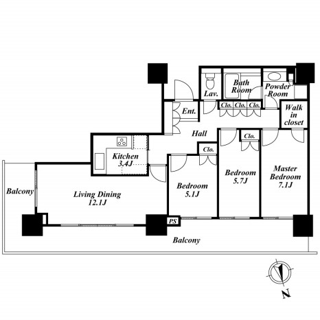 リエトコートアルクスタワー2001号室の図面