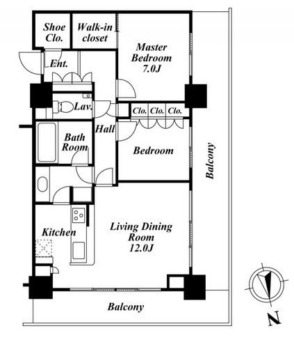 リエトコートアルクスタワー2208号室の図面