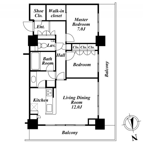 リエトコートアルクスタワー2508号室の図面