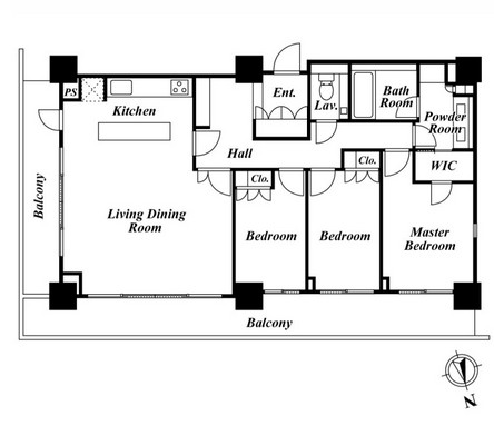 リエトコートアルクスタワー2701号室の図面