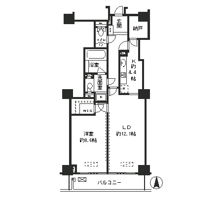 恵比寿ガーデンテラス弐番館1311号室の図面