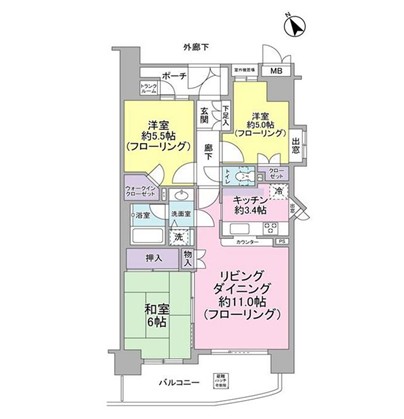 三田シティハウス1005号室の図面