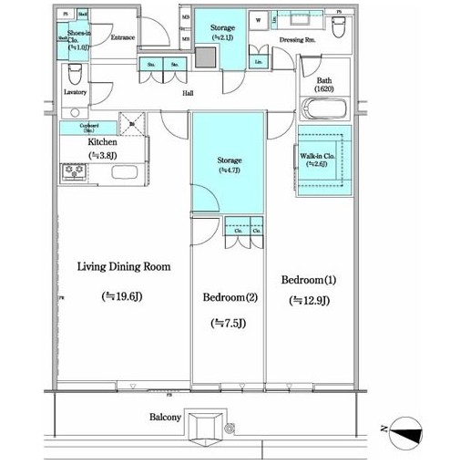 二番町テラス1012号室の図面