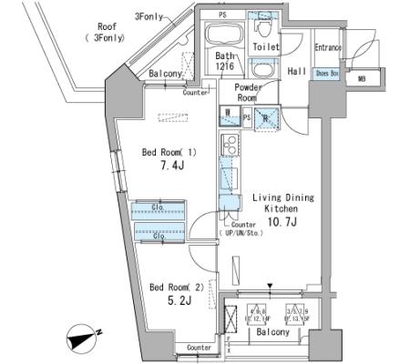 パークアクシス駒込1302号室の図面