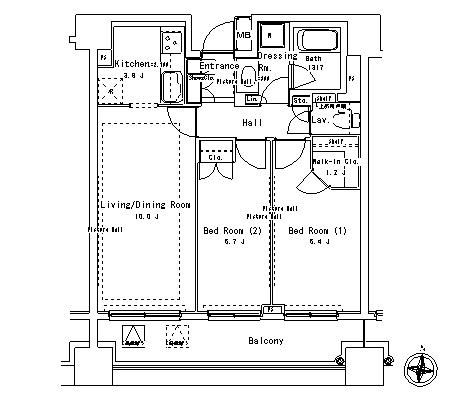 パークアクシス御茶ノ水ステージ913号室の図面