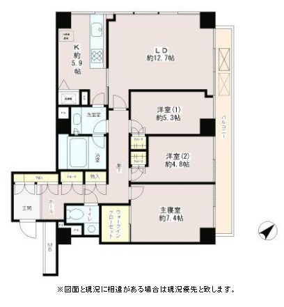 小石川パークタワー303号室の図面