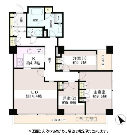小石川パークタワー307号室の図面