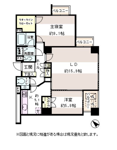 小石川パークタワー505号室の図面