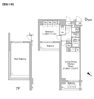 レジディア市ヶ谷Ⅱ1301号室の図面