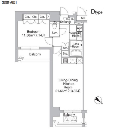 レジディア市ヶ谷Ⅱ901号室の図面