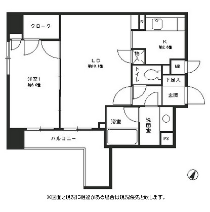 コンフィール日本橋アクアシティ1004号室の図面