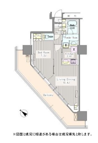ユニゾンタワー1201号室の図面