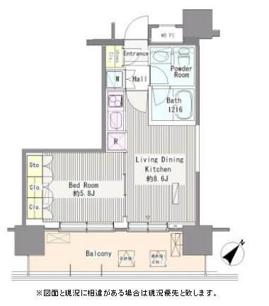 ユニゾンタワー1205号室の図面