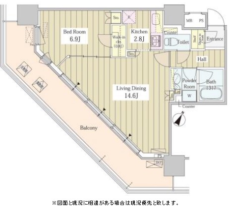 ユニゾンタワー1304号室の図面