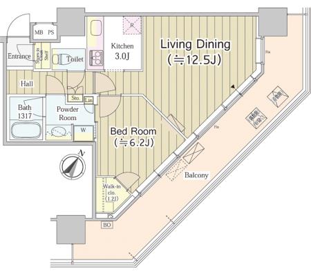 ユニゾンタワー1309号室の図面