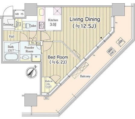 ユニゾンタワー1609号室の図面