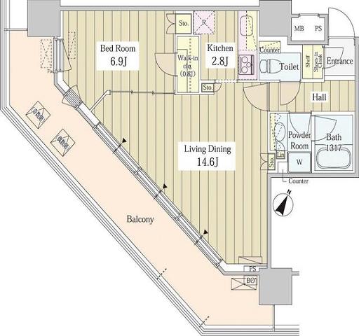ユニゾンタワー1904号室の図面