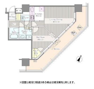 ユニゾンタワー2407号室の図面