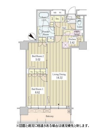 ユニゾンタワー2507号室の図面