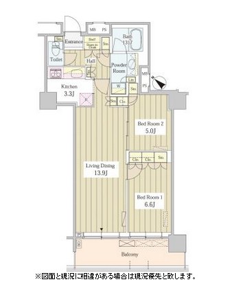 ユニゾンタワー3002号室の図面