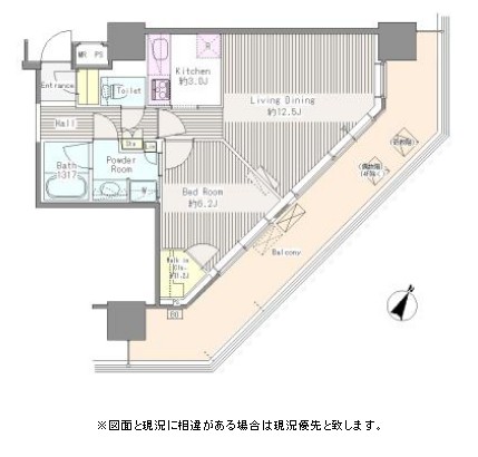 ユニゾンタワー509号室の図面