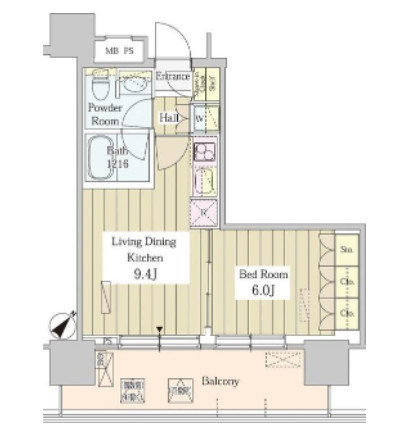ユニゾンタワー608号室の図面
