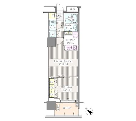 ユニゾンタワー802号室の図面