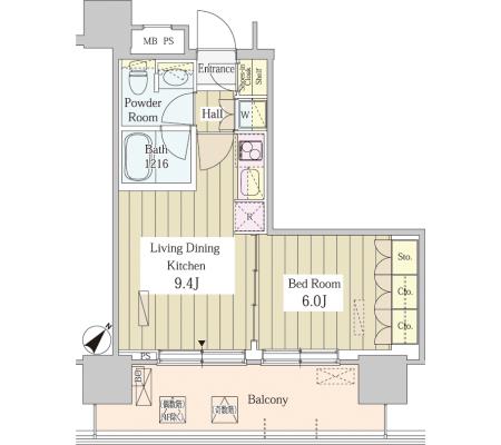ユニゾンタワー808号室の図面