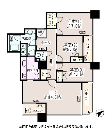 西早稲田パーク・タワー601号室の図面