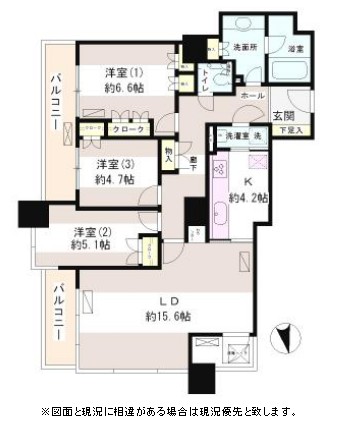 西早稲田パーク・タワー705号室の図面