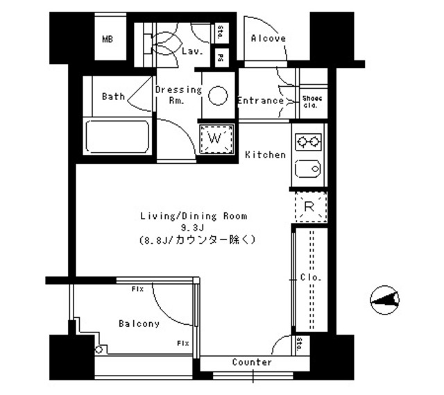 パークアクシス神楽坂ステージ102号室の図面