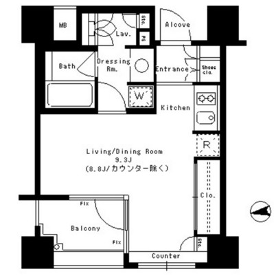 パークアクシス神楽坂ステージ304号室の図面