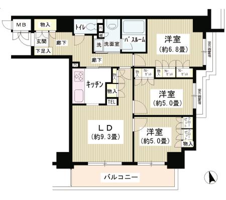 クリオ東新宿壱番館1002号室の図面