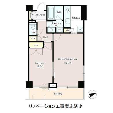 パークプレイス三田603号室の図面