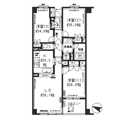 笹塚パーク・ホームズ502号室の図面