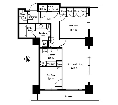 パークタワー芝浦ベイワード　アーバンウイング1302号室の図面