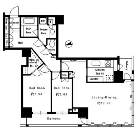 パークタワー芝浦ベイワード　アーバンウイング1805号室の図面