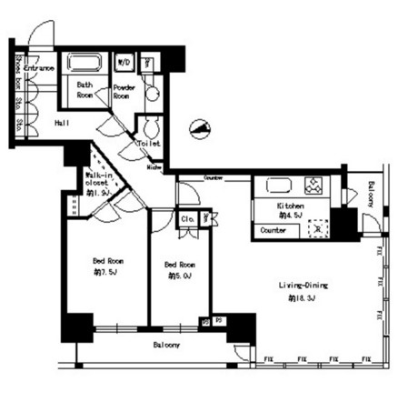 パークタワー芝浦ベイワード　アーバンウイング1905号室の図面
