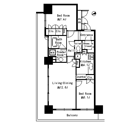 パークタワー芝浦ベイワード　アーバンウイング1908号室の図面