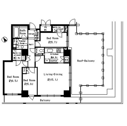 パークタワー芝浦ベイワード　アーバンウイング2501号室の図面