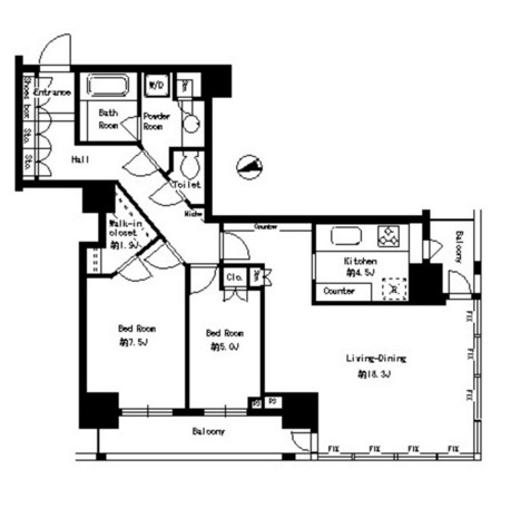 パークタワー芝浦ベイワード　アーバンウイング605号室の図面