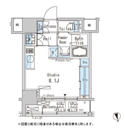 パークアクシス上野1104号室の図面