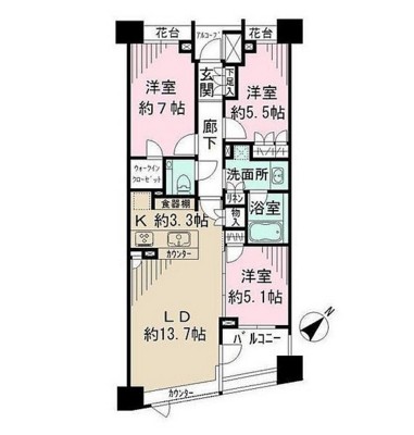 パークハウス東中野リヴゴーシュ213号室の図面