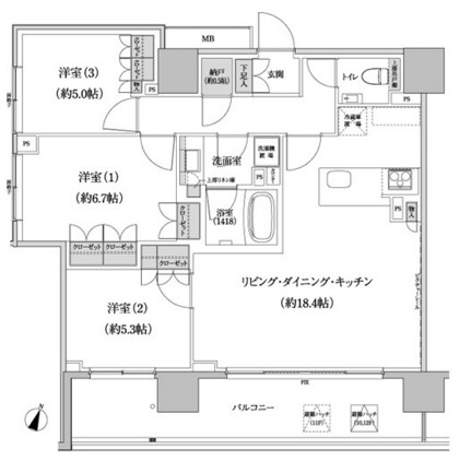 パークハビオ渋谷本町レジデンス1109号室の図面