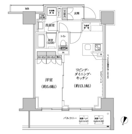パークハビオ渋谷本町レジデンス1214号室の図面