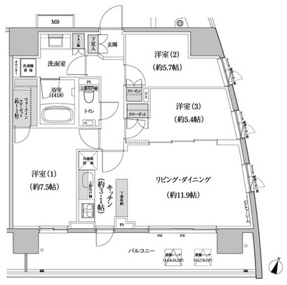 パークハビオ渋谷本町レジデンス325号室の図面