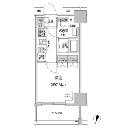 パークハビオ渋谷本町レジデンス406号室の図面