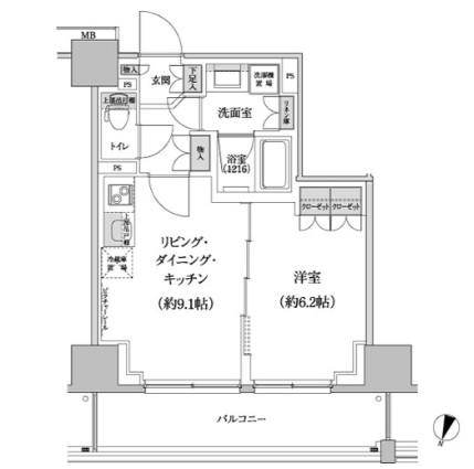 パークハビオ渋谷本町レジデンス412号室の図面