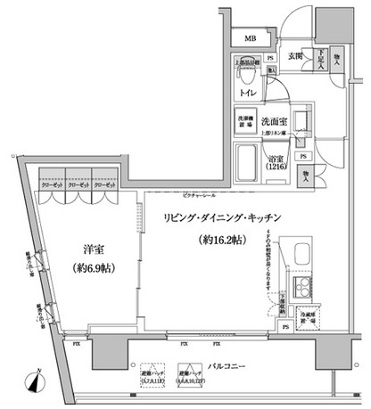 パークハビオ渋谷本町レジデンス515号室の図面